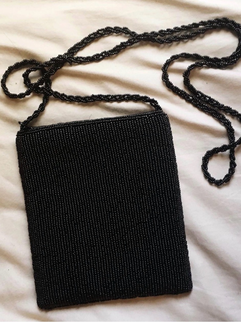 Black Beaded Crossbody Purse